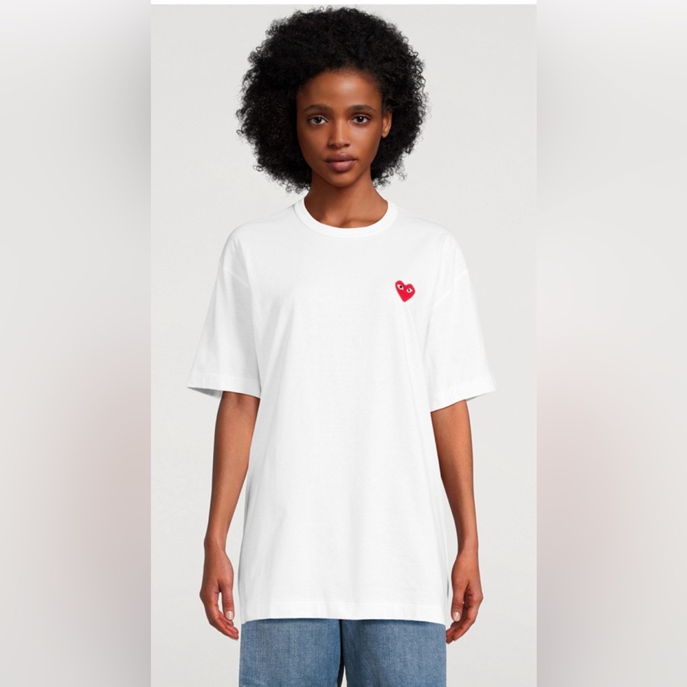 Comme Des Garçons 100% Cotton White Heart T-Shirt